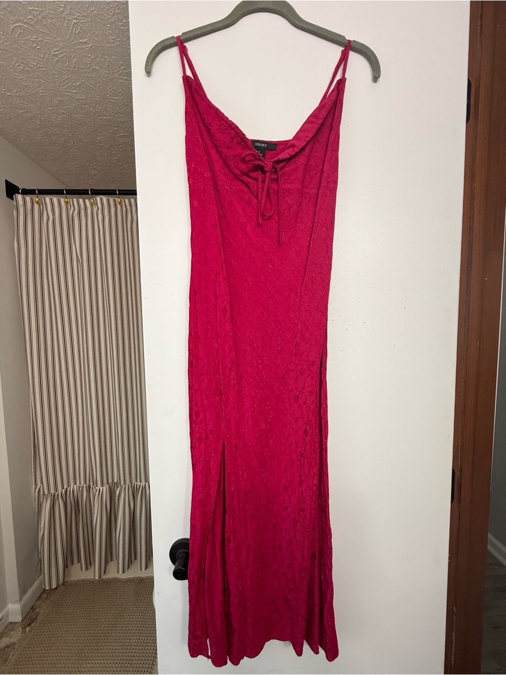 Forever 21 Hot Pink Slip Maxi Dress with Side Slit